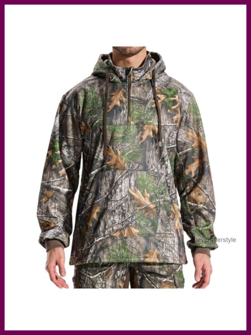 Men's Fleece Lined Camo Hunting Hoodie Quarter Zip Pullover
